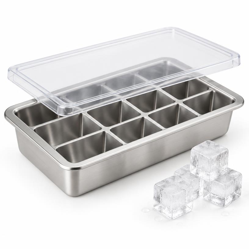 Stainless Steel Ice Cube Tray with Lid